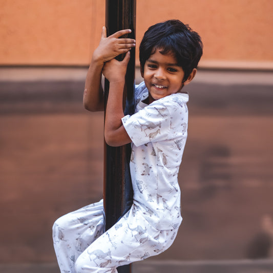 Kangaroo Koala Bear Print Bright Brown Unisex Pyjamas Set