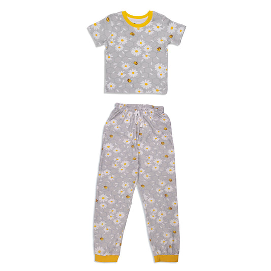 Flower & Honey Bee Print,Unisex Pyjamas Set