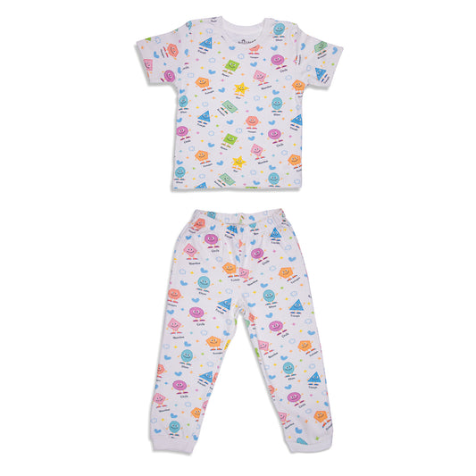 Colorful Shapes Print, Unisex Pyjamas Set
