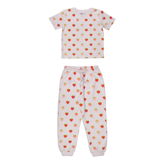 Strawberry Red Prints Unisex Pyjamas Set