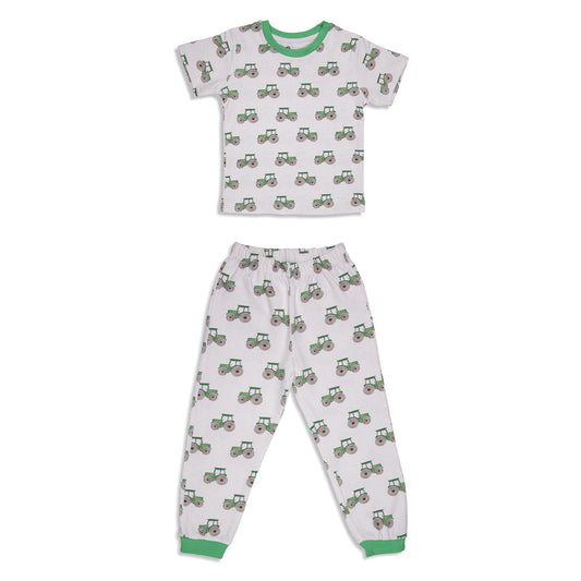 Green Tractor Print, Unisex Pyjamas Set