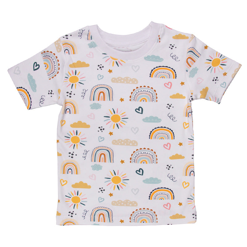 Rainbow & Clouds Print, Unisex Pyjamas Set