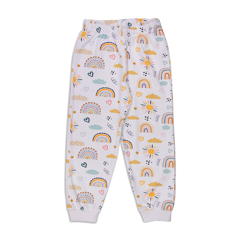 Rainbow & Clouds Print, Unisex Pyjamas Set